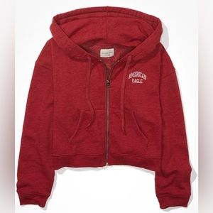 AE ‘Fleece Cropped Zip-Up Hoodie’ Medium (M)